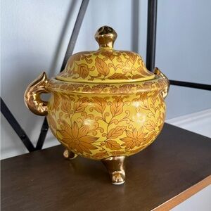 Yellow Floral Ceramic with Lid